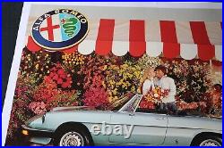 AFFICHE ORIGINALE CONCESSION ALFA ROMEO SPIDER 3 DUETTO 1982 1990 fleuriste AFFICHE ORIGINALE CONCESSION ALFA ROMEO SPIDER 3 DUETTO 1982 1990 fleuriste