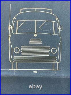 Alfa Romeo 800 A GT rationalisée Bus Blueprint Poster Art Déco D'origine 1948 Italie