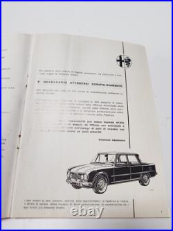 Manuel D'Uso Et De Maintenance Alfa Romeo Giulia Super 1.3 1.6 Neuf Original 72
