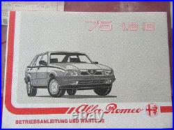 Original Alfa Romeo 75 1,8 Ie Mode D'em Ploi Et Entretien Manuel 60490135 Neuf