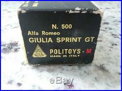 Politoys M Alfa Romeo Giulia N0. 500 Sprint Gt, Rouge, Original Box, Ob, Neuf